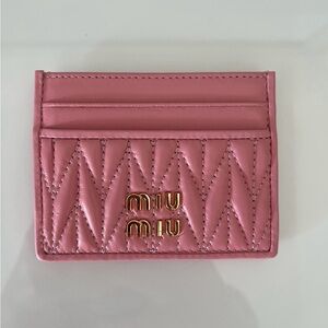 Pink 6-Slot Card Holder Case with Gold Logo